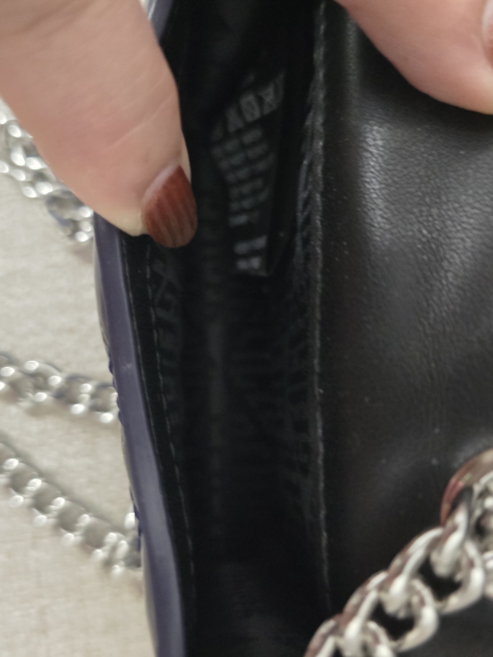 NWT Kurt Geiger London Micro Kingsley Quilted Crossbody Bag - Metallic Navy/Purp - Picture 7 of 7